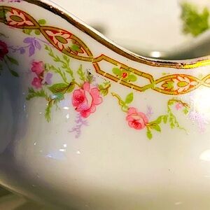 Limoges gravy attached gray boat